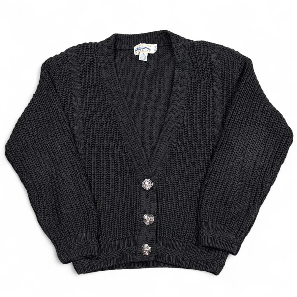 Vintage Chunky Knit V-Neck Button Cardigan Sweater
